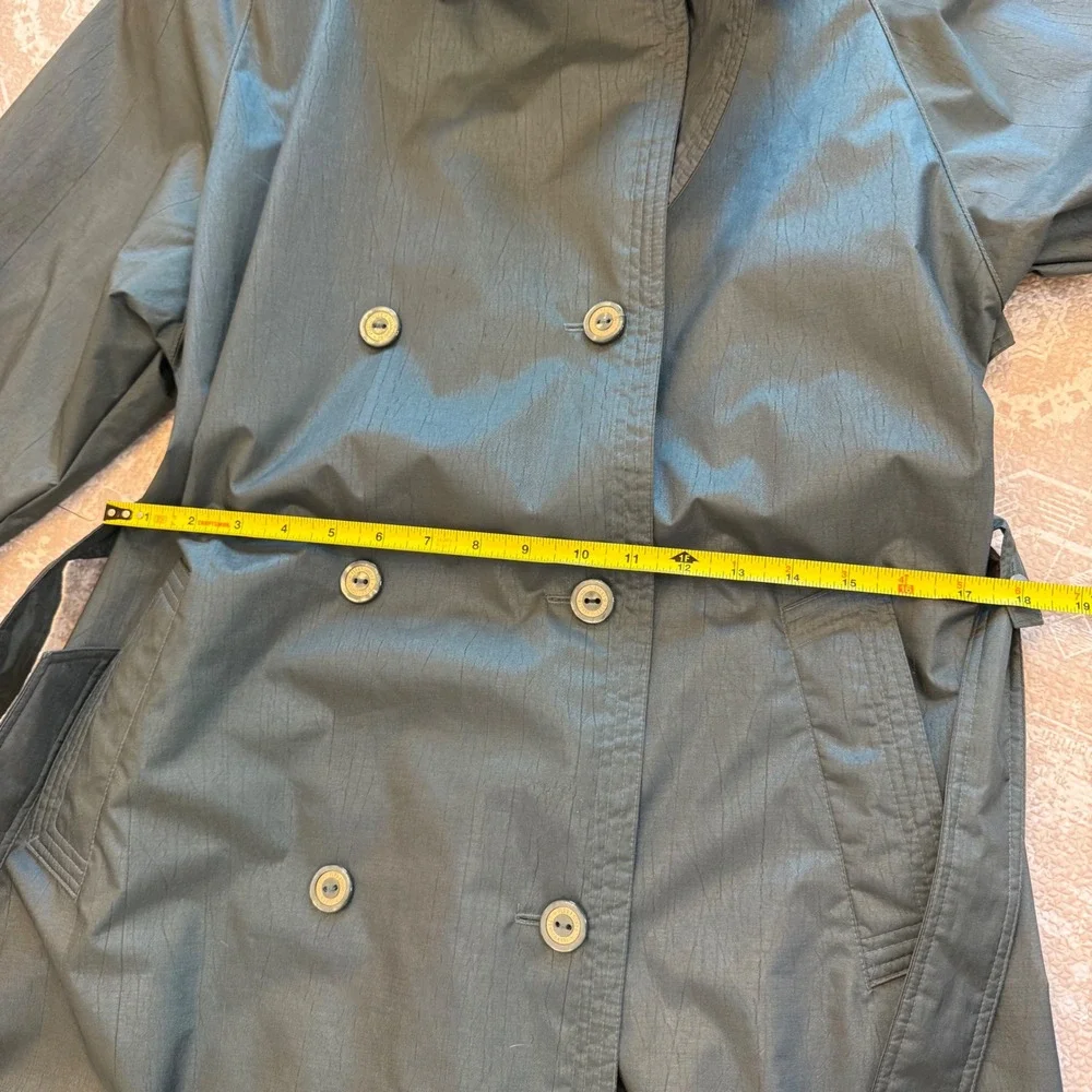 CHIANGO FLEET STREET Womens Trench Coat Dark‎ Teal Belted Size 10P